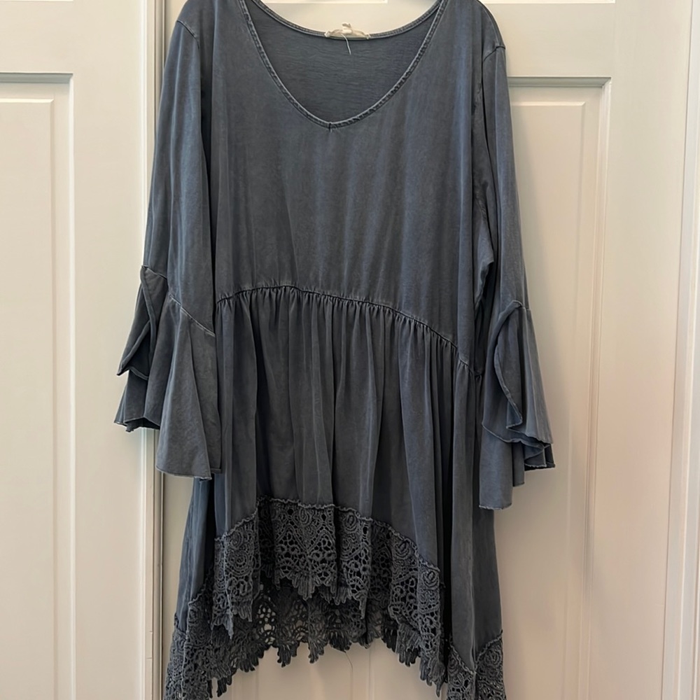 Indigo thread company peplum shark bite tunic
